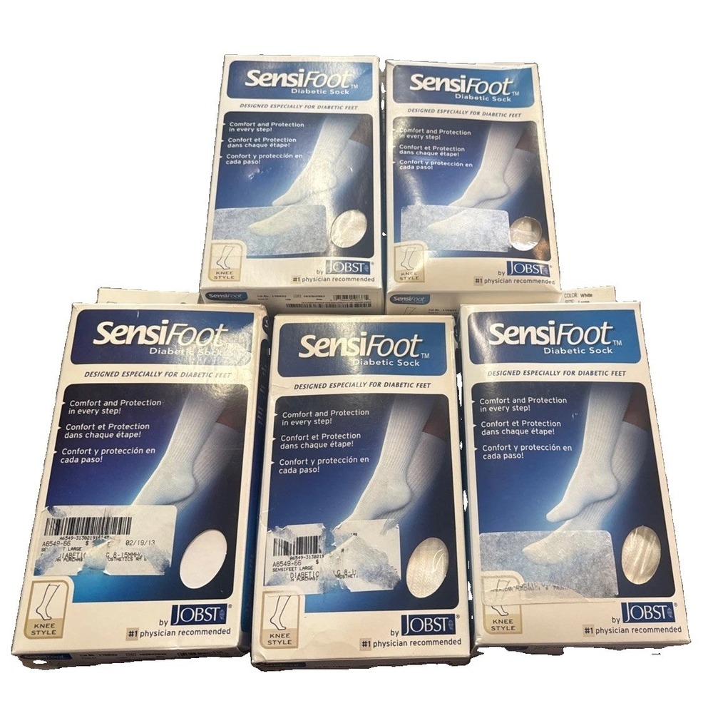 Jobst Sensifoot 8-15 MmHg Closed Toe Sock Adult Knee High White Large NEW (5)